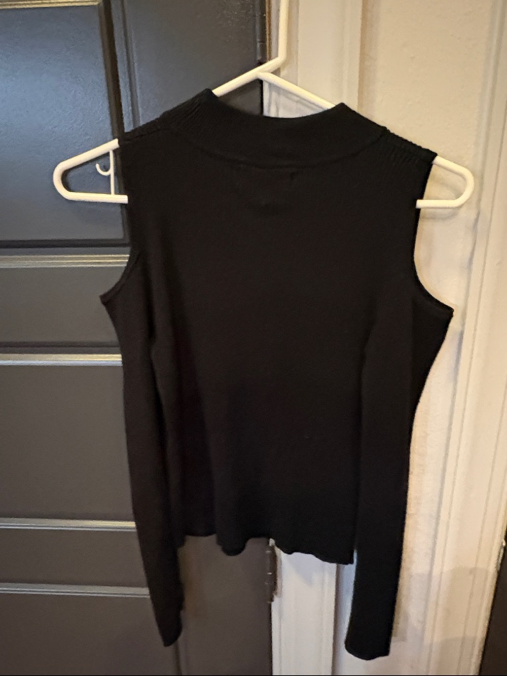 Atmosphere Black Ribbed Cold-Shoulder Top - Picture 5 of 5